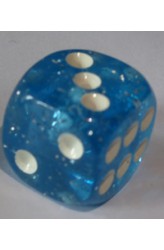 Dobbelsteen 16mm Glitter Blauw D6