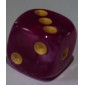 Dobbelsteen 12mm Marbled Paars met gouden pips D6