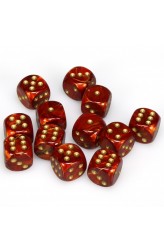 Chessex Dobbelsteen 16mm Scarab Scarlet with Gold