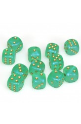 Chessex Dobbelsteen 16mm Borealis Light Green and Gold Chessex Dobbelsteen 16mm Borealis Light Green and Gold