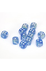 Chessex Dobbelsteen 16mm Borealis Sky Blue and White Chessex Dobbelsteen 16mm Borealis Sky Blue and White
