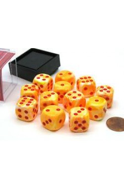 Chessex Dobbelsteen 16mm Festive Sunburst and Red