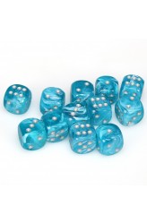 Chessex Dobbelsteen 16mm Cirrus Aqua and Silver