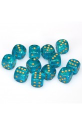 Chessex Dobbelsteen 16mm Borealis Teal and Gold