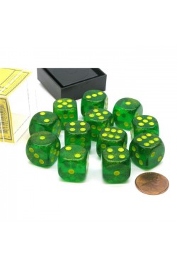 Chessex Dobbelsteen 16mm Borealis Maple Green and Yellow