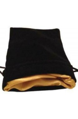 Dice Bag: zwart fluweel met gouden voering (10x15cm)