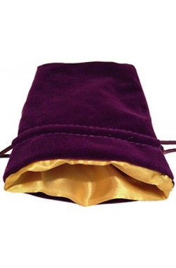 Dice Bag: paars fluweel met gouden voering (10x15cm)