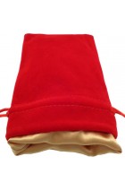 Dice Bag: rood fluweel met gouden voering (10x15cm)