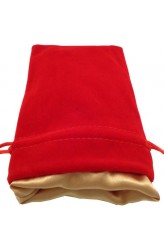 Dice Bag: rood fluweel met gouden voering (10x15cm)