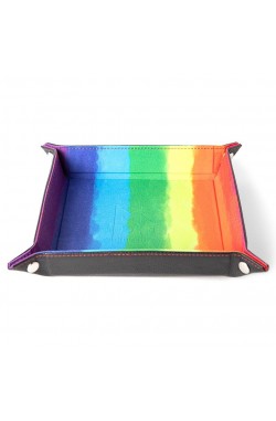 Folding Dice Tray 10x10 Leder en Fluweel - Watercolor Rainbow