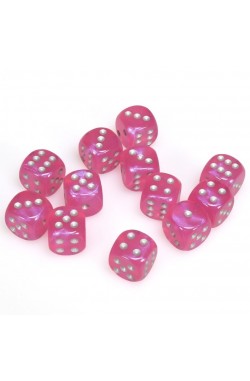 Chessex Dobbelsteen 16mm Borealis Pink and Silver