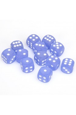 Chessex Dobbelsteen 16mm Frosted Blue and White