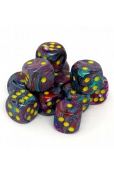 Chessex Dobbelsteen 16mm Festive Mosaic with Yellow Chessex Dobbelsteen 16mm Festive Mosaic with Yellow