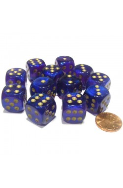Chessex Dobbelsteen 16mm Borealis Royal Purple and Gold