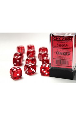 Chessex Dobbelsteen 16mm Translucent Rood