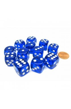 Chessex Dobbelsteen 16mm Translucent Blauw