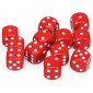 Chessex Dobbelsteen 16mm Opaak Rood/Wit