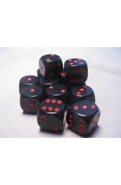 Chessex Dobbelsteen 16mm Opaak Zwart (met rood) Chessex Dobbelsteen 16mm Opaak Zwart (met rood)