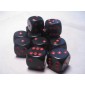 Chessex Dobbelsteen 16mm Opaak Zwart (met rood)