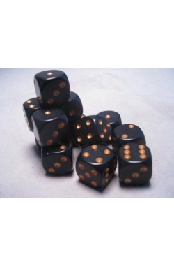 Chessex Dobbelsteen 16mm Opaak Zwart (met goud) Chessex Dobbelsteen 16mm Opaak Zwart (met goud)