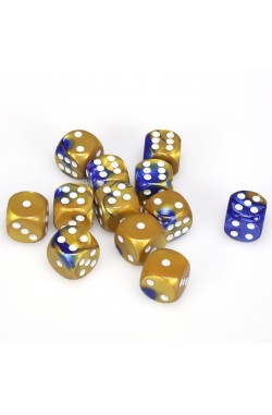 Chessex Dobbelsteen 16mm Gemini Blue Gold/White Chessex Dobbelsteen 16mm Gemini Blue Gold/White