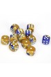 Chessex Dobbelsteen 16mm Gemini Blue Gold/White Chessex Dobbelsteen 16mm Gemini Blue Gold/White
