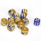 Chessex Dobbelsteen 16mm Gemini Blue Gold/White