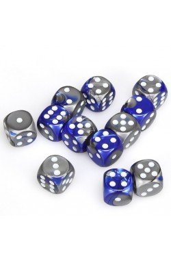 Chessex Dobbelsteen 16mm Gemini Blue-Steel with white Chessex Dobbelsteen 16mm Gemini Blue-Steel with white