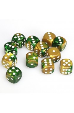 Chessex Dobbelsteen 16mm Gemini Gold-Green with white Chessex Dobbelsteen 16mm Gemini Gold-Green with white