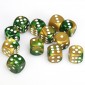 Chessex Dobbelsteen 16mm Gemini Gold-Green with white