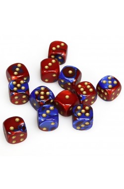 Chessex Dobbelsteen 16mm Gemini Blue-Red with Gold Chessex Dobbelsteen 16mm Gemini Blue-Red with Gold