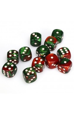Chessex Dobbelsteen 16mm Gemini Green Red/White Chessex Dobbelsteen 16mm Gemini Green Red/White