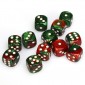 Chessex Dobbelsteen 16mm Gemini Green Red/White
