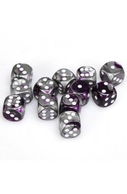 Chessex Dobbelsteen 16mm Gemini Purple Steel/White Chessex Dobbelsteen 16mm Gemini Purple Steel/White