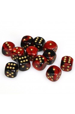 Chessex Dobbelsteen 16mm Gemini Black Red/Gold Chessex Dobbelsteen 16mm Gemini Black Red/Gold