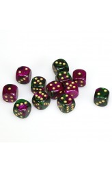 Chessex Dobbelsteen 16mm Gemini Green Purple Gold