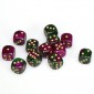 Chessex Dobbelsteen 16mm Gemini Green Purple Gold