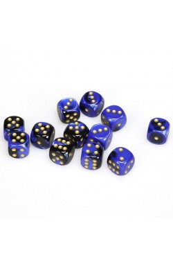 Chessex Dobbelsteen 16mm Gemini Black Blue/Gold Chessex Dobbelsteen 16mm Gemini Black Blue/Gold