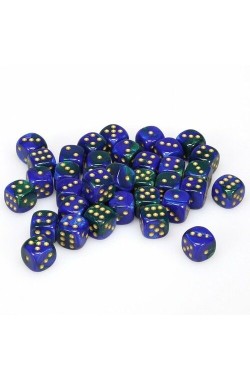 Chessex Dobbelsteen 16mm Gemini Blue Green/Gold Chessex Dobbelsteen 16mm Gemini Blue Green/Gold