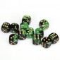 Chessex Dobbelsteen 16mm Gemini Black Green/Gold