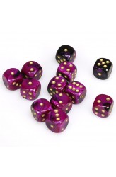 Chessex Dobbelsteen 16mm Gemini Black Purple/Gold Chessex Dobbelsteen 16mm Gemini Black Purple/Gold