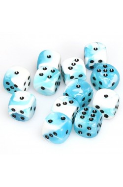 Chessex Dobbelsteen 16mm Gemini White Teal/Black Chessex Dobbelsteen 16mm Gemini White Teal/Black