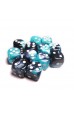 Chessex Dobbelsteen 16mm Gemini Black Shell/White Chessex Dobbelsteen 16mm Gemini Black Shell/White