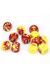 Chessex Dobbelsteen 16mm Gemini Red-Yellow/Silver