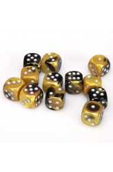 Chessex Dobbelsteen 16mm Gemini Black-Gold/Silver Chessex Dobbelsteen 16mm Gemini Black-Gold/Silver