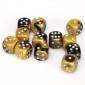 Chessex Dobbelsteen 16mm Gemini Black-Gold/Silver