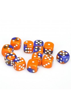 Chessex Dobbelsteen 16mm Gemini Blue Orange/White Chessex Dobbelsteen 16mm Gemini Blue Orange/White