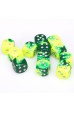 Chessex Dobbelsteen 16mm Gemini Green Yellow/Silver Chessex Dobbelsteen 16mm Gemini Green Yellow/Silver