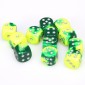 Chessex Dobbelsteen 16mm Gemini Green Yellow/Silver