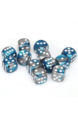 Chessex Dobbelsteen 16mm Gemini Steel/Teal with White